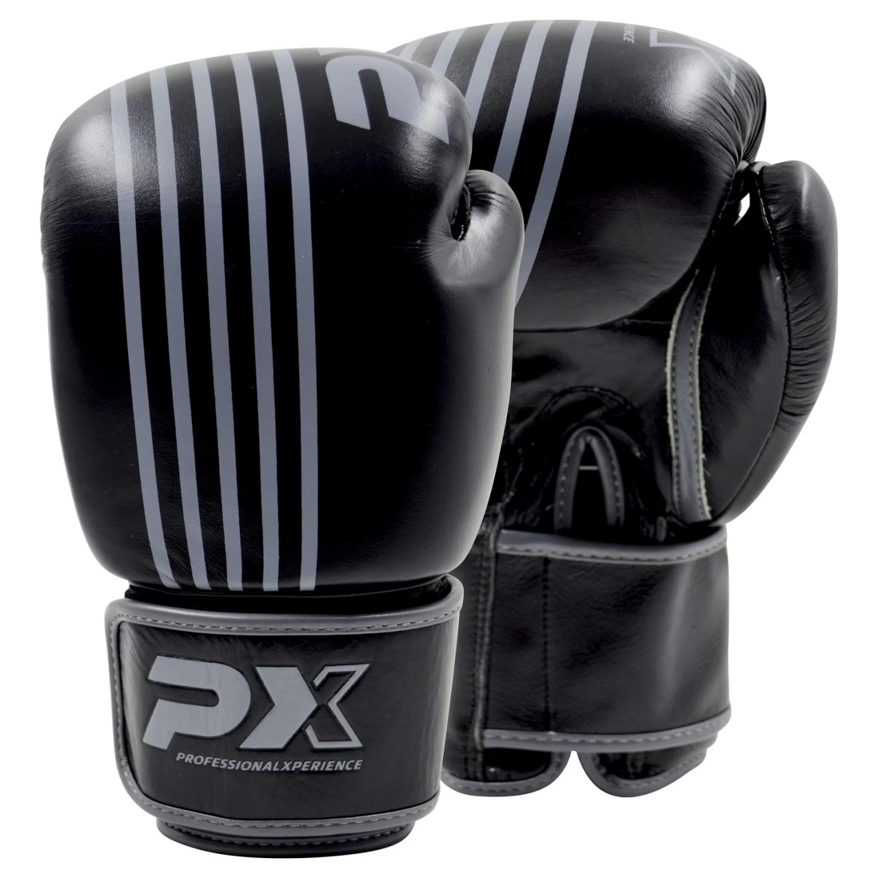 PHOENIX PX Boxhandschuhe Schwarz-grau Leder 1 PHOENIX PX Boxhandschuhe Schwarz-grau Leder