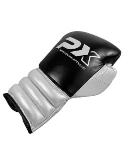 PHOENIX PX Wettkampf Boxhandschuhe Leder Schwarz-silber -Kampfsportausrüstung 100 BWS10 PX competition boxing gloves leather black silver 10oz 5 1280x1280
