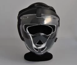 PHOENIX Kopfschützer Mit Visier Echtleder Schwarz -Kampfsportausrüstung 100 KSV Kopfschuetzer mit Visier Echtleder schwarz 2 1280x1280