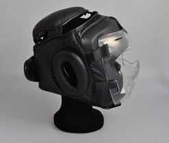 PHOENIX Kopfschützer Mit Visier Echtleder Schwarz -Kampfsportausrüstung 100 KSV Kopfschuetzer mit Visier Echtleder schwarz 3 1280x1280