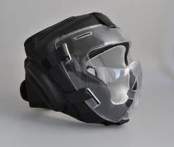 PHOENIX Kopfschützer Mit Visier Echtleder Schwarz