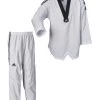 Adidas Taekwondoanzug, Adi Fighter Eco Mit Streifen, Schwarzes Revers