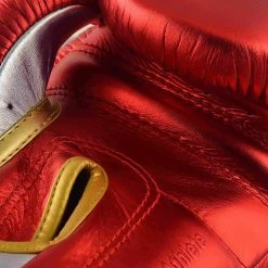 Adidas Adispeed Strap Up Boxing Gloves Red Metallic/gold, ADISBG501PRO -Kampfsportausrüstung adiSBG501 Red Gold Silver Close up 03 1280x1280