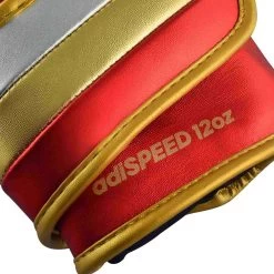 Adidas Adispeed Strap Up Boxing Gloves Red Metallic/gold, ADISBG501PRO -Kampfsportausrüstung adiSBG501 Red Gold Silver Close up 06 1280x1280